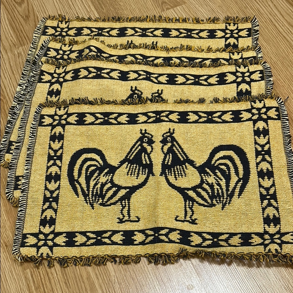Set of Rooster Patterned Placemats